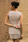 Shop_Kalakaari By Sagarika_Blue Cotton V-, Open Designer Eleanor Skirt Set _Online_at_Aza_Fashions