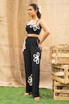 Buy_Kalakaari By Sagarika_Black Cotton Embroidery Square , Open Floral Pant Set _Online_at_Aza_Fashions