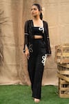 Buy_Kalakaari By Sagarika_Black Cotton Embroidery Square , Open Floral Pant Set 