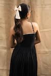Kalakaari By Sagarika_Black Cotton Embroidery Square Neck Midi Dress With _Online_at_Aza_Fashions
