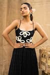 Buy_Kalakaari By Sagarika_Black Cotton Embroidery Square Neck Midi Dress With _Online_at_Aza_Fashions