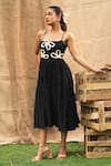 Buy_Kalakaari By Sagarika_Black Cotton Embroidery Square Neck Midi Dress With 
