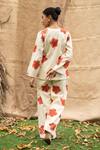 Shop_Kalakaari By Sagarika_Off White Cotton Embroidery V-neck Floral Print Pant Set _at_Aza_Fashions