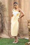 Kalakaari By Sagarika_Yellow Cotton Asymmetric Butter Midi Dress _at_Aza_Fashions