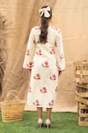 Shop_Kalakaari By Sagarika_Red Cotton Embroidery V-neck Floral Midi Dress _at_Aza_Fashions