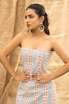 Kalakaari By Sagarika_Multi Color Cotton Open Neck Designer Striped Top And Pant Set _Online_at_Aza_Fashions