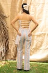 Shop_Kalakaari By Sagarika_Multi Color Cotton Open Neck Designer Striped Top And Pant Set _at_Aza_Fashions