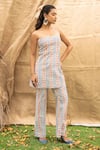 Kalakaari By Sagarika_Multi Color Cotton Open Neck Designer Striped Top And Pant Set _at_Aza_Fashions