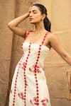 Kalakaari By Sagarika_Off White Cotton Embroidery Square Neck Red Floral Maxi Dress _Online_at_Aza_Fashions