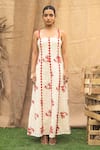 Buy_Kalakaari By Sagarika_Off White Cotton Embroidery Square Neck Red Floral Maxi Dress _at_Aza_Fashions