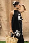 Buy_Kalakaari By Sagarika_Black Cotton Halter Neck Maxi Dress With Floral Embroidery _Online_at_Aza_Fashions