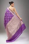 Shop_Mint N Oranges_Purple Brocade, Silk Embroidery Banarasi Saree With Blouse _at_Aza_Fashions