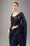 Mint N Oranges_Blue Georgette Sequins Designer Pure Saree _Online_at_Aza_Fashions