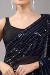 Mint N Oranges_Blue Georgette Sequins Designer Pure Saree _at_Aza_Fashions