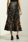 Buy_RANNA GILL_Black Polyester, Satin Lunara Pleated Midi Skirt _Online_at_Aza_Fashions
