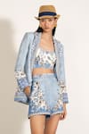 Buy_RANNA GILL_Sky Blue Viscose, Linen Embroidery Collared Mira Knotch Jacket _at_Aza_Fashions