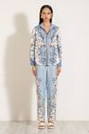 Buy_RANNA GILL_Sky Blue Viscose, Linen Collared Luna Button Down Shirt _Online_at_Aza_Fashions