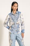 Shop_RANNA GILL_Sky Blue Viscose, Linen Collared Luna Button Down Shirt _Online_at_Aza_Fashions