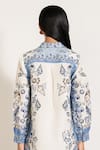 Shop_RANNA GILL_Sky Blue Viscose, Linen Collared Luna Button Down Shirt _at_Aza_Fashions
