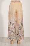 Buy_RANNA GILL_Gold Linen Fioria Wide Leg Pants _Online_at_Aza_Fashions
