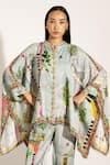 RANNA GILL_Green Modal, Satin Round Neck Vista Co-ord Set _Online_at_Aza_Fashions