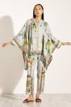 Buy_RANNA GILL_Green Modal, Satin Round Neck Vista Co-ord Set _at_Aza_Fashions