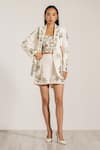 Buy_RANNA GILL_Ivory Crepe Embroidery Collared Floral Jacket _at_Aza_Fashions