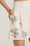Buy_RANNA GILL_Ivory Crepe Rhinestones Embroidered Designer Mary Shorts _Online_at_Aza_Fashions