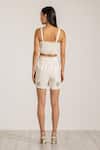 Shop_RANNA GILL_Ivory Crepe Rhinestones Embroidered Designer Mary Shorts _at_Aza_Fashions