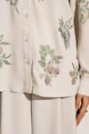 RANNA GILL_Gray Georgette Embroidery, Sequins Collared Blossom Co-ord Set _Online_at_Aza_Fashions