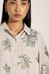 RANNA GILL_Gray Georgette Embroidery, Sequins Collared Blossom Co-ord Set _at_Aza_Fashions