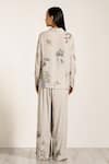 Shop_RANNA GILL_Gray Georgette Embroidery, Sequins Collared Blossom Co-ord Set _at_Aza_Fashions