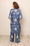 Shop_RANNA GILL_Blue Cotton, Denim Embroidery Collared Inara Tunic _at_Aza_Fashions