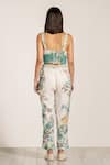 Shop_RANNA GILL_Teal Viscose, Linen Glim Rara Printed Pants _at_Aza_Fashions