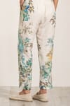 RANNA GILL_Teal Viscose, Linen Glim Rara Printed Pants _Online_at_Aza_Fashions