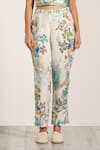 Buy_RANNA GILL_Teal Viscose, Linen Glim Rara Printed Pants _Online_at_Aza_Fashions