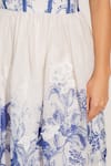 Shop_RANNA GILL_Blue Organza Embroidery V-neck Floral Print Sundress _Online_at_Aza_Fashions