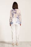 Shop_RANNA GILL_Blue Organza Embroidery Button-down Neck Luma Shirt _at_Aza_Fashions