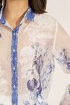 Buy_RANNA GILL_Blue Organza Embroidery Button-down Neck Luma Shirt _Online_at_Aza_Fashions