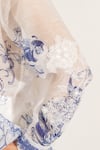 Shop_RANNA GILL_Blue Organza Embroidery Button-down Neck Luma Shirt _Online_at_Aza_Fashions