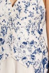 RANNA GILL_Blue Viscose Embroidery V-neck Floral Waistcoat _Online_at_Aza_Fashions