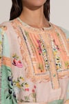 Buy_RANNA GILL_Multi Color Linen, Viscose Embroidery Round Neck Zaria Pleated Yoke Mini Dress _Online_at_Aza_Fashions
