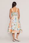 Shop_RANNA GILL_Multi Color Linen, Viscose Lace Square Neck Alora Panel Midi Dress _at_Aza_Fashions