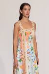 Buy_RANNA GILL_Multi Color Linen, Viscose Lace Square Neck Alora Panel Midi Dress _Online_at_Aza_Fashions