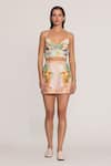 Buy_RANNA GILL_Multi Color Linen, Viscose Embroidery Lillian Designer Shorts _at_Aza_Fashions