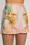 Buy_RANNA GILL_Multi Color Linen, Viscose Embroidery Lillian Designer Shorts _Online_at_Aza_Fashions