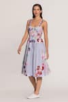 Buy_RANNA GILL_Multi Color Cotton Sweetheart Neck Anara Ruched Midi Dress _at_Aza_Fashions