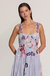 Shop_RANNA GILL_Multi Color Cotton Sweetheart Neck Anara Ruched Midi Dress _Online_at_Aza_Fashions