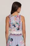 Shop_RANNA GILL_Multi Color Cotton Embroidery, Cut Work Halter Neck Crop Top And Skirt Set _at_Aza_Fashions