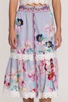 Buy_RANNA GILL_Multi Color Cotton Embroidery, Cut Work Halter Neck Crop Top And Skirt Set 